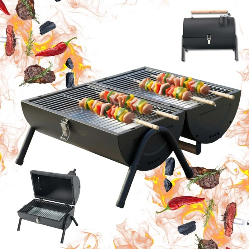 Grill węglowy składany przenośny ruszt 32x22cm Kinghoff