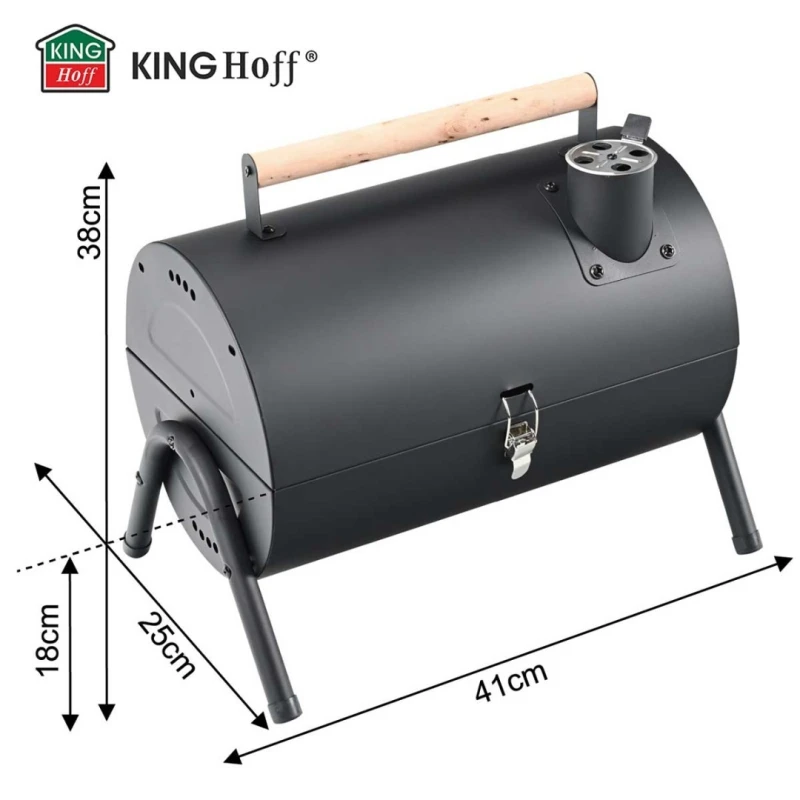 Grill węglowy składany przenośny ruszt 32x22cm Kinghoff