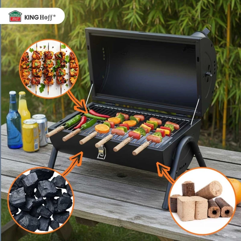 Grill węglowy składany przenośny ruszt 32x22cm Kinghoff