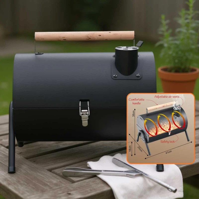 Grill węglowy składany przenośny ruszt 32x22cm Kinghoff
