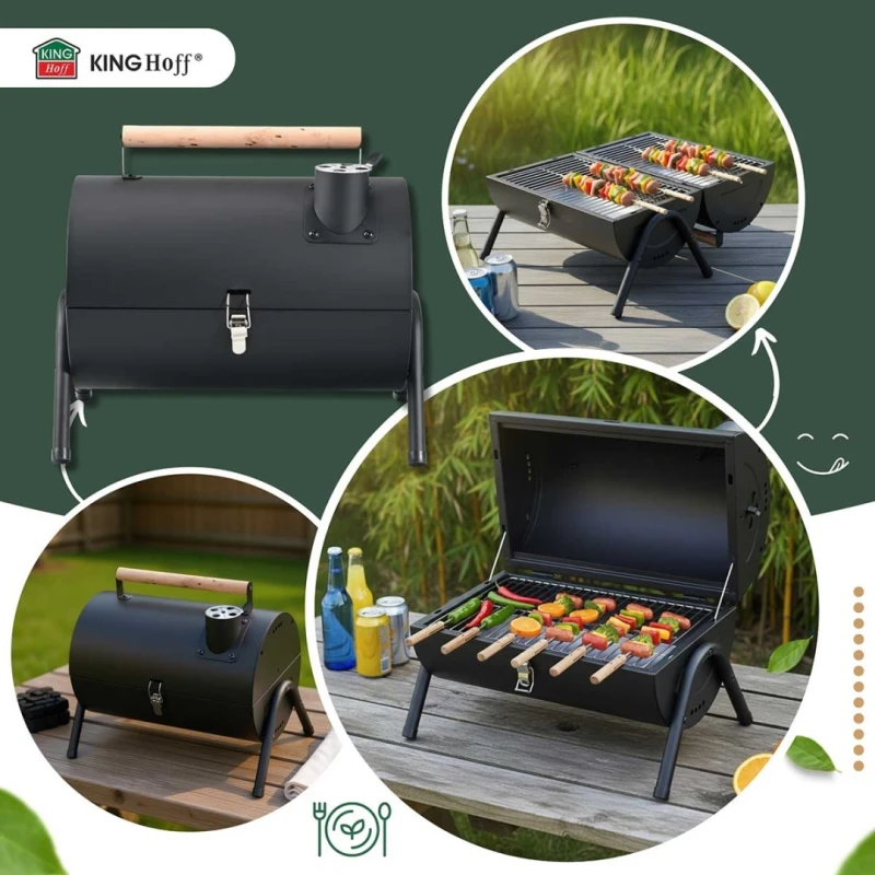 Grill węglowy składany przenośny ruszt 32x22cm Kinghoff