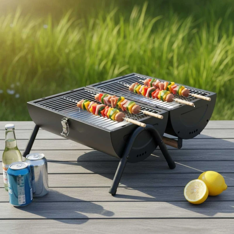 Grill węglowy składany przenośny ruszt 32x22cm Kinghoff