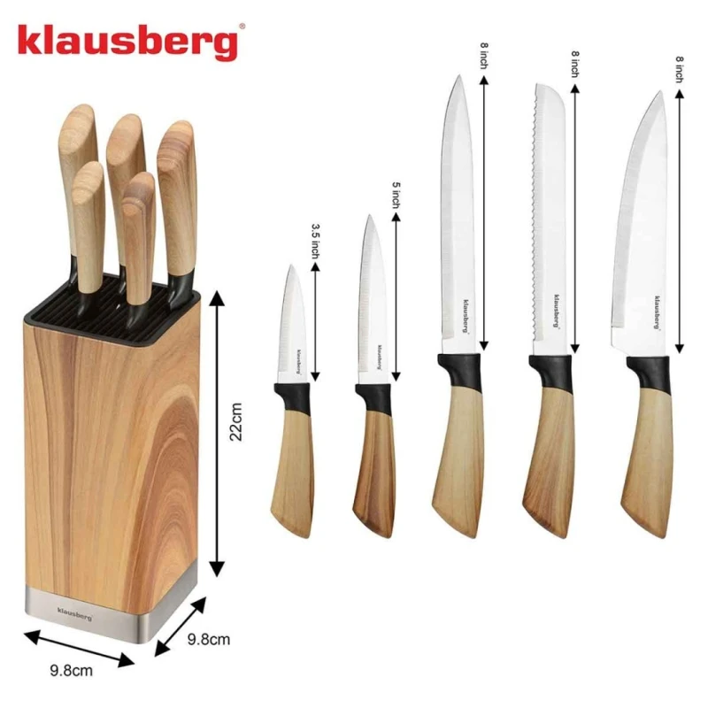 Zestaw 5 noży kuchennych w bloku Klausberg