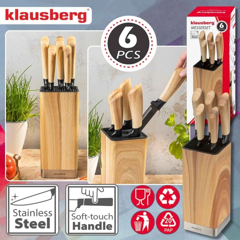 Zestaw 5 noży kuchennych w bloku Klausberg