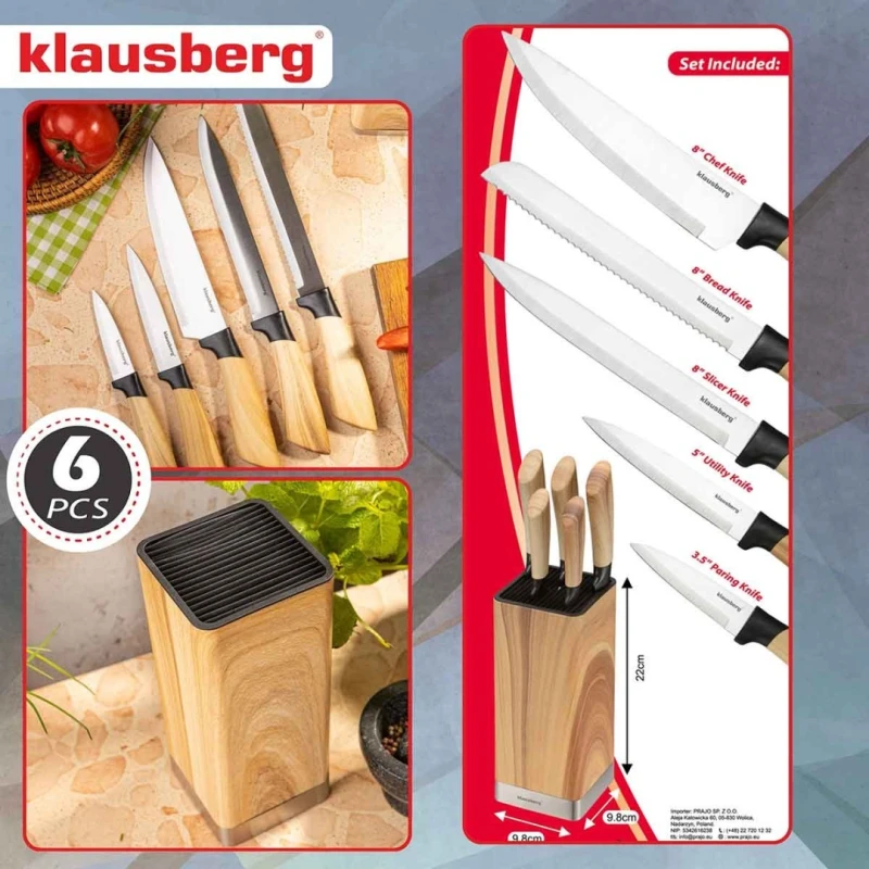 Zestaw 5 noży kuchennych w bloku Klausberg