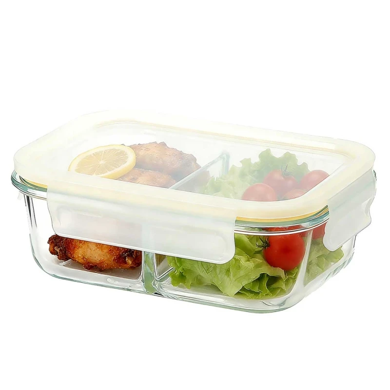 Pojemnik na lunch ze szczelną pokrywką szklany dzielony szczelny 1000ml