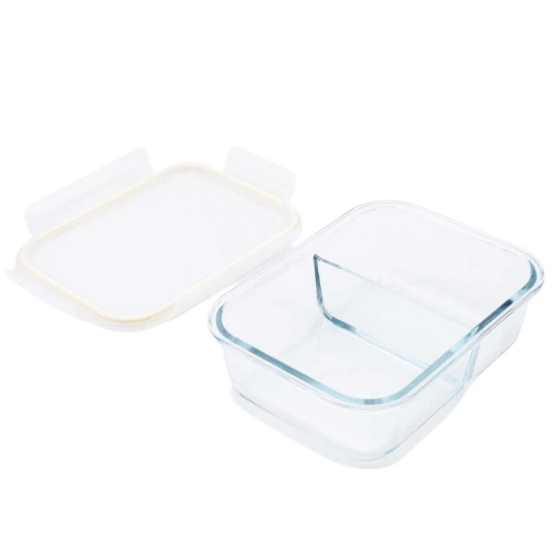 Pojemnik na lunch ze szczelną pokrywką szklany dzielony szczelny 1000ml