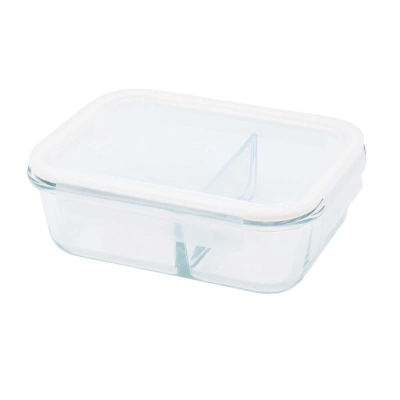 Pojemnik na lunch ze szczelną pokrywką szklany dzielony szczelny 600ml