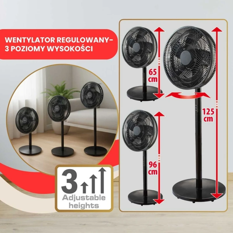 Wentylator wiatrak podłogowy biurkowy regulowany KLAUSBERG czarny