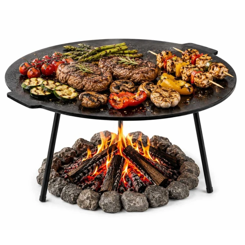 Żeliwna płyta grillowa na nóżkach Ø 45 cm na ognisko do paleniska