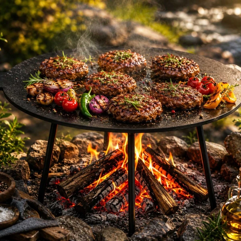 Żeliwna płyta grillowa na nóżkach Ø 45 cm na ognisko do paleniska