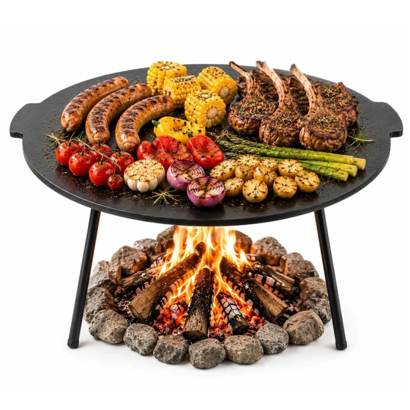 Żeliwna płyta grillowa na nóżkach Ø 45 cm na ognisko do paleniska