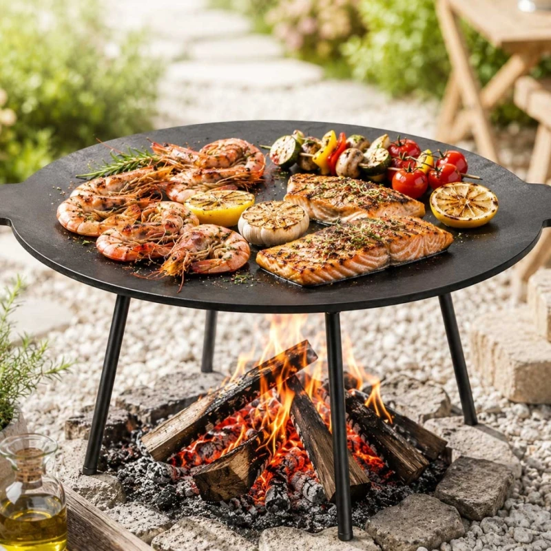 Żeliwna płyta grillowa na nóżkach Ø 45 cm na ognisko do paleniska