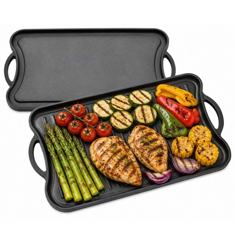 Żeliwna płyta grillowa dwustronna 42 x 26cm